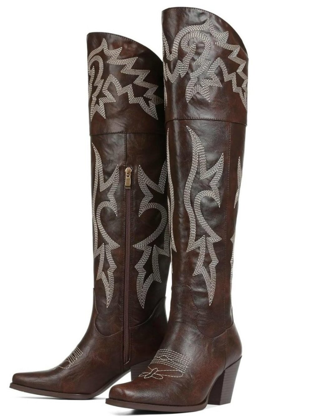 Womens Embroidered Over-the-Knee Cowboy Boots Tall Boots
